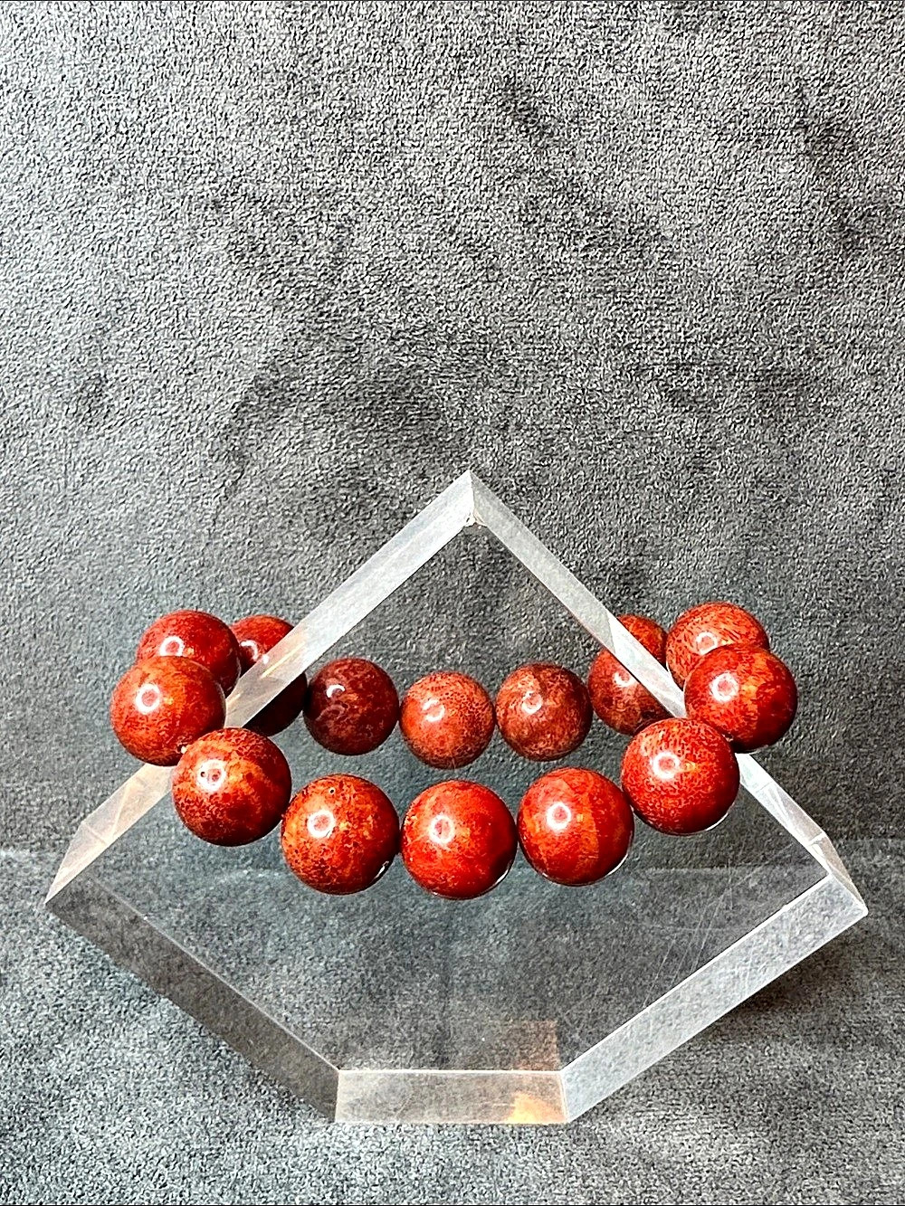 Coral Beaded Stretch Bracelet